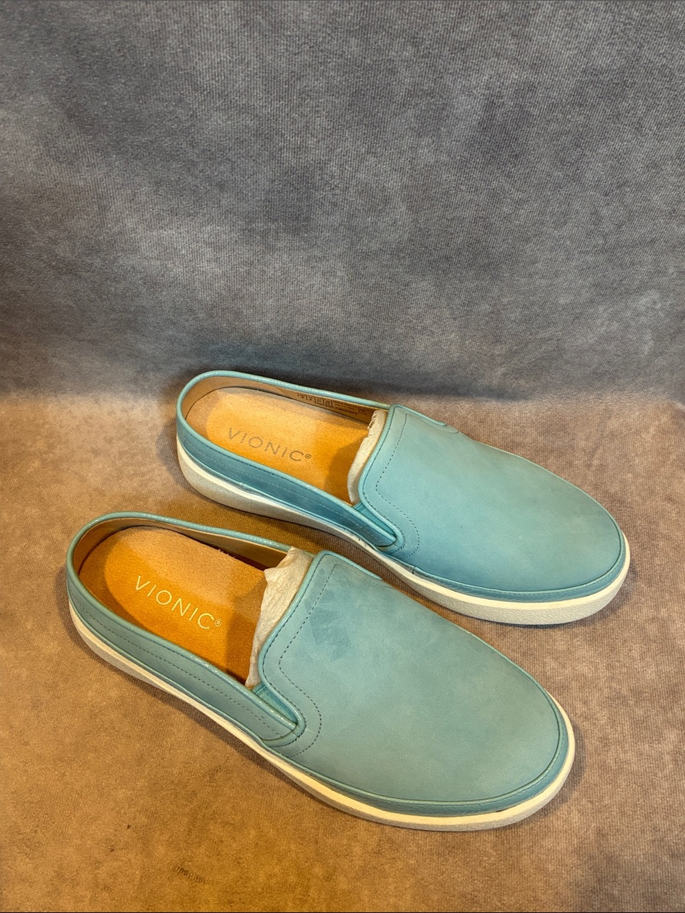 Vionic Women’s Slip-On Mules in Light Blue Nubuck Leather - Picture 4 of 8
